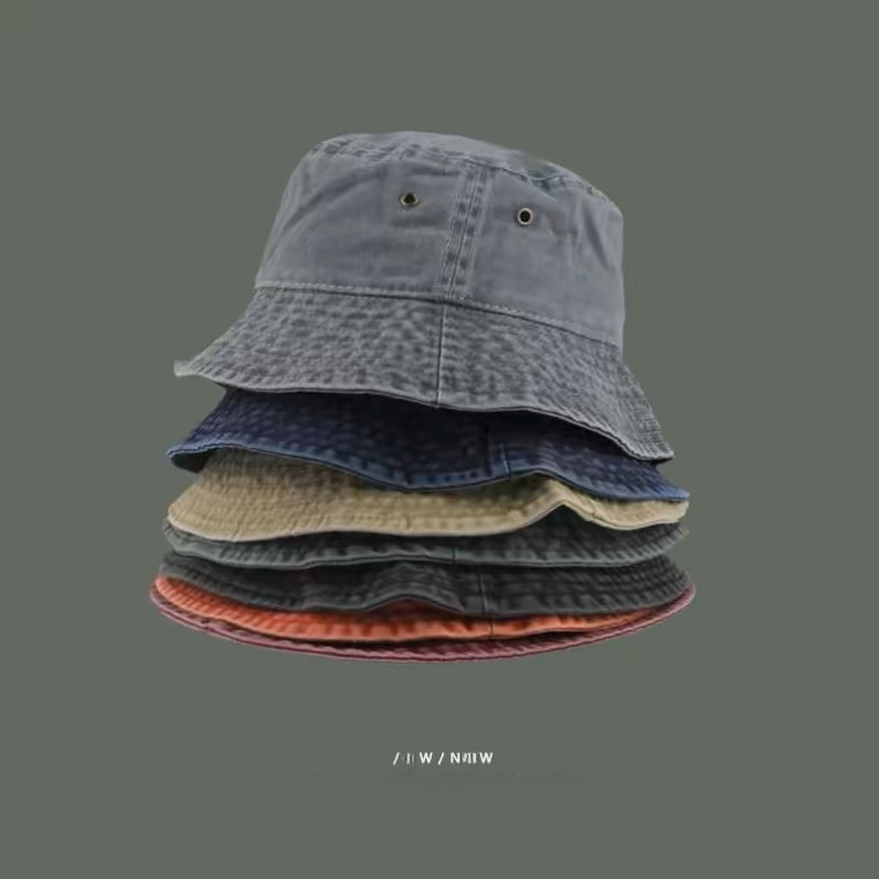 Hong Kong style retro washing denim fisherman hat fashionable old versatile sunbasin hat breathable bare face small hat