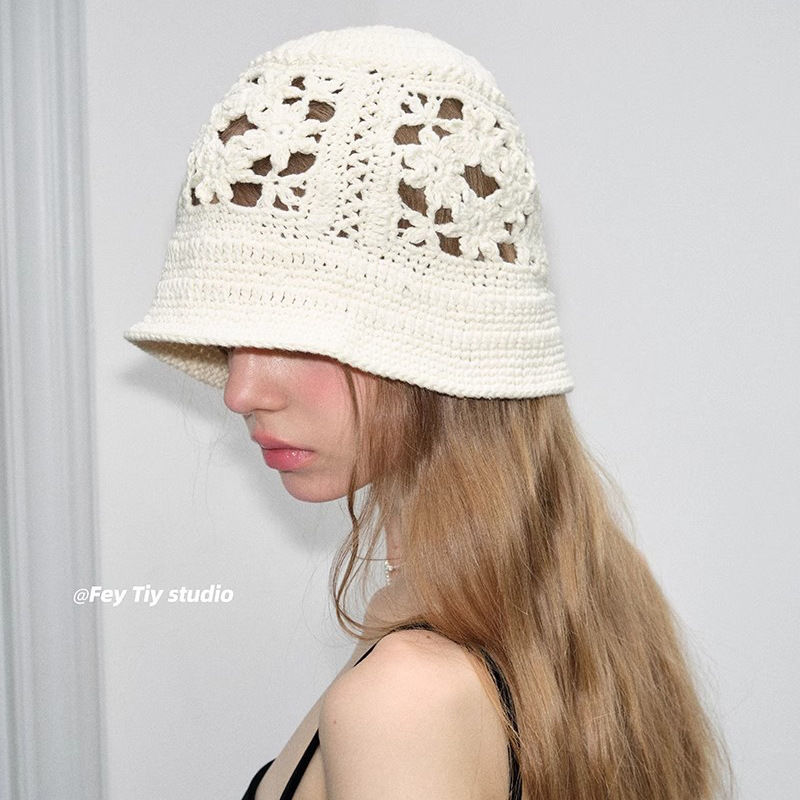 【Shop Hot Sales】Handmade Crocheted Fisherman Hat Pure Cotton All-match Basin Hat Spring and Summer New Simple Wool Hat Fashionable Retro Hat