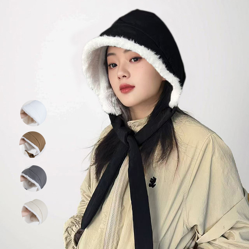 Lei Feng hat for women in winter plus velvet thickened warm head hat for men Korean style outdoor windproof ear tying flying hat