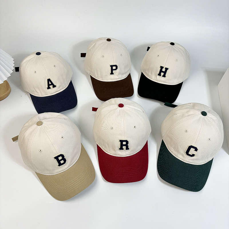 Lingqi Korean version of letter color-blocking hat for women spring and autumn fashion versatile street fashion couple baseball hat men