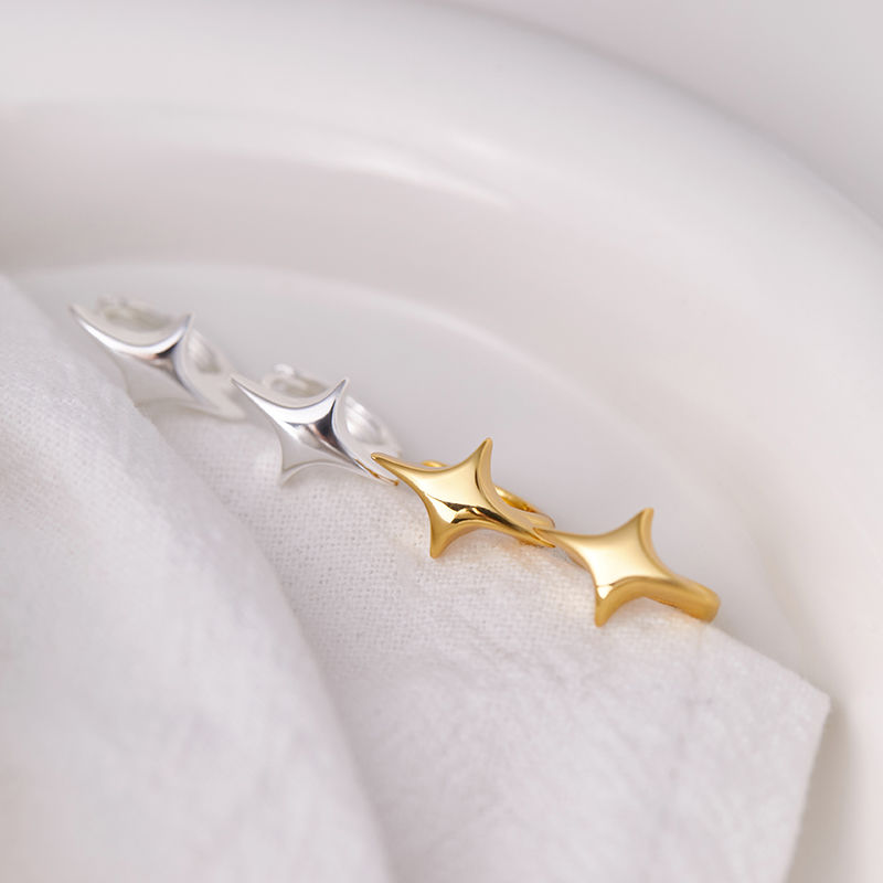 Copper alloy earrings Simple four-ray star earbud earrings for women's small North Star earrings high-end earrings 353