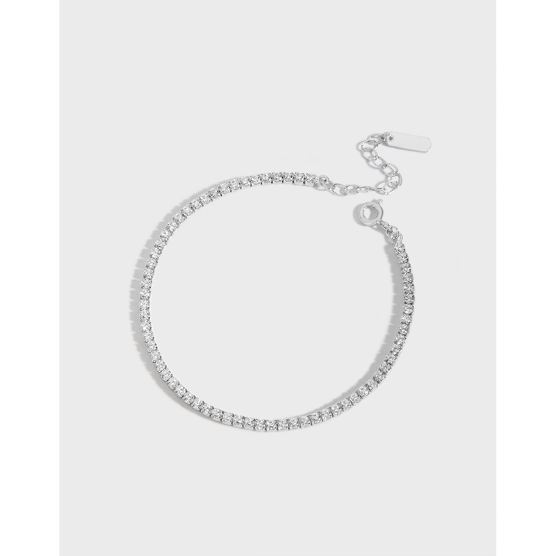 088 Korean version of INS niche light luxury design geometric versatile sparkling circle diamond bracelet sterling silver S925 women