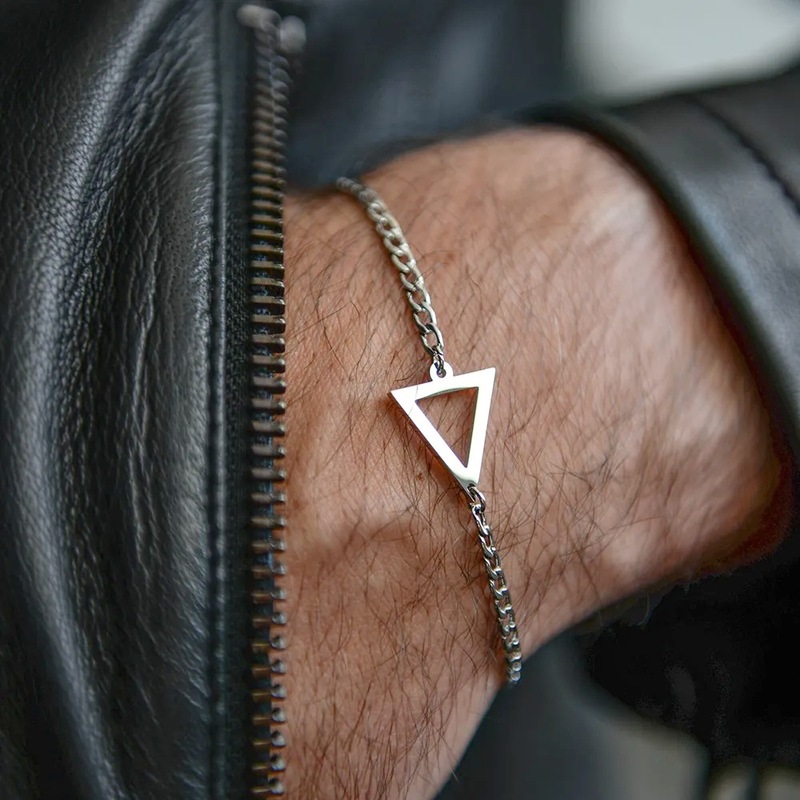 Hot-selling geometric stainless steel triangle NK chain bracelet for men's hip-hop cross love charm bracelet for women