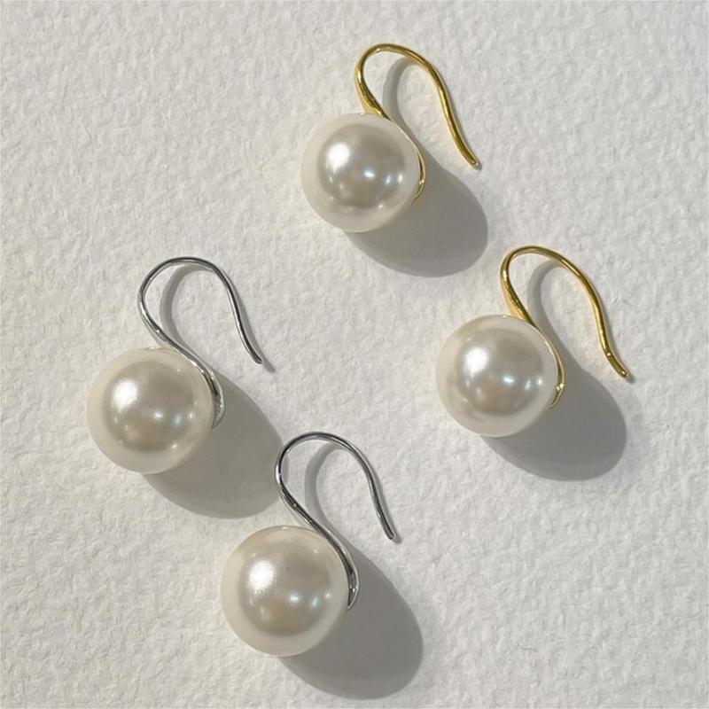 Fan Zhiqiao Korean Korean version 925 sterling silver pearl earrings for women simple and fashionable ins style little red book earrings