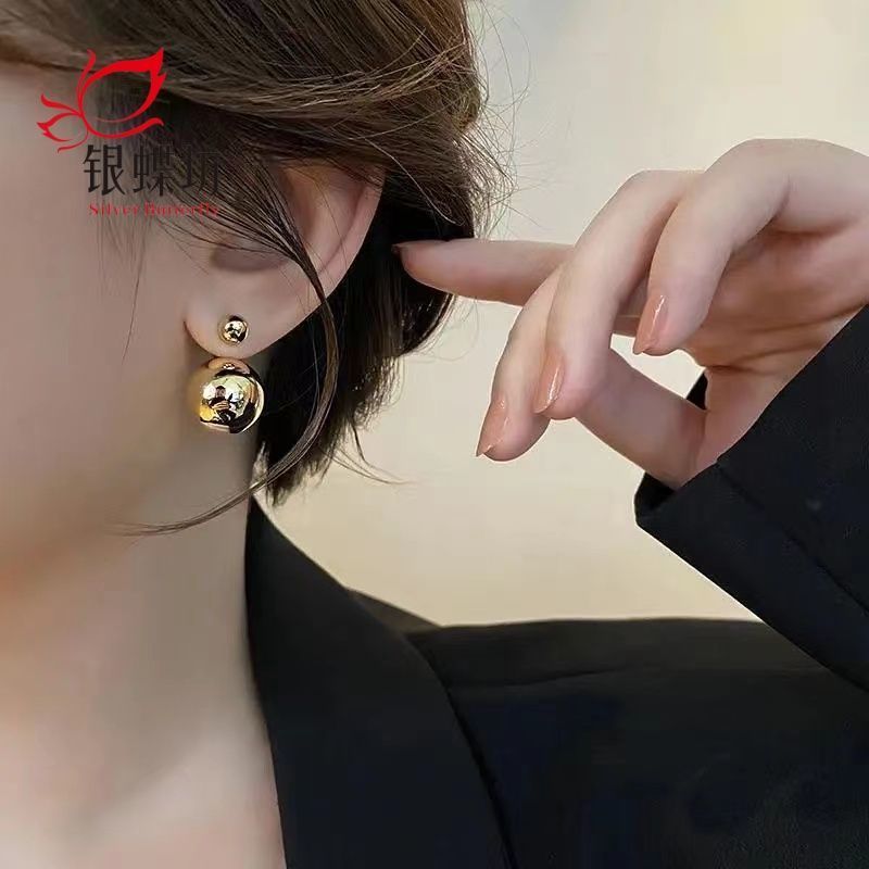 Yindiefang metal ball earrings for women with niche design retro earrings new style light luxury high-end earrings