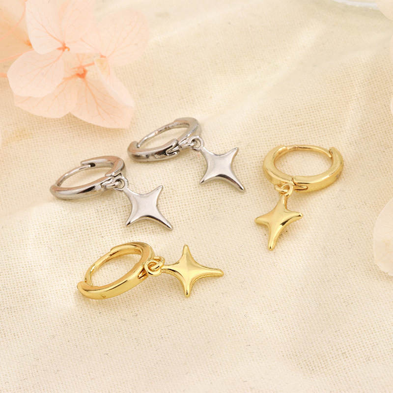 S925 Four-Ray Star Earrings for Women Fashion Personality Frozen Style New Fashion Star Earrings Earrings