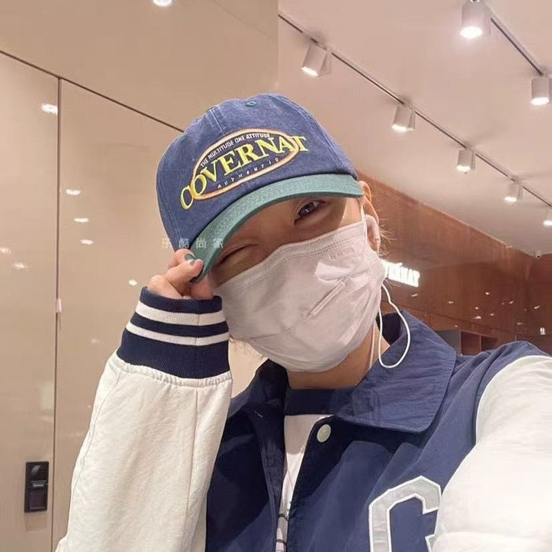 Korean style color-blocking baseball cap INS internet celebrity trendy men and women letter baseball cap water fashionable baseball cap