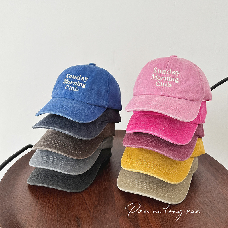 Original multi-row letter embroidered baseball cap parent-child cap for women Korean versatile washing and old baseball cap
