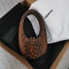 Coperni Internet celebrity same style niche retro women's handheld leather cowhide snake pattern three-dimensional egg bag small round bag