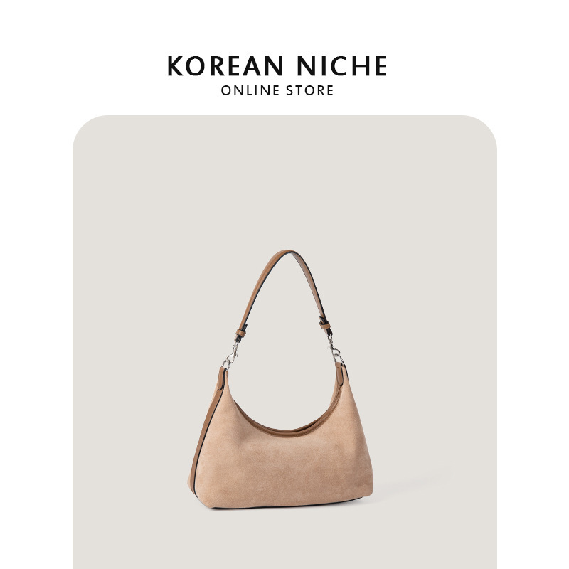 Korean niche design suede simple underarm bag autumn and winter new retro versatile handbag shoulder bag for women