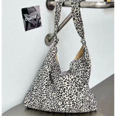 Korean ins Japanese literary versatile leopard print canvas bag casual large capacity lazy style shoulder bag tote trendy