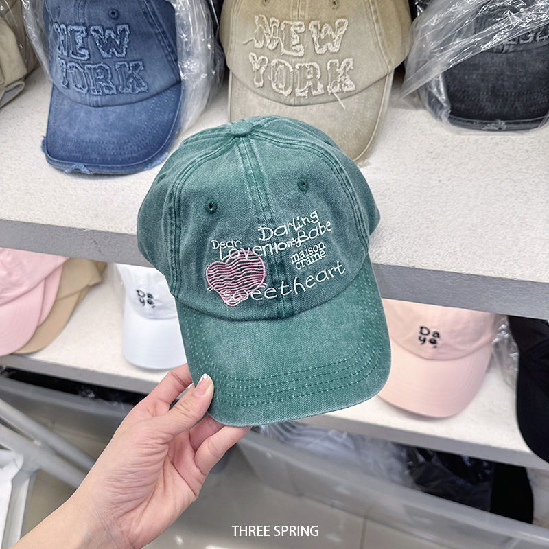 Wholesale Korean new Korean version letter embroidery ins baseball cap women's big head circumference showing face small duckling cap