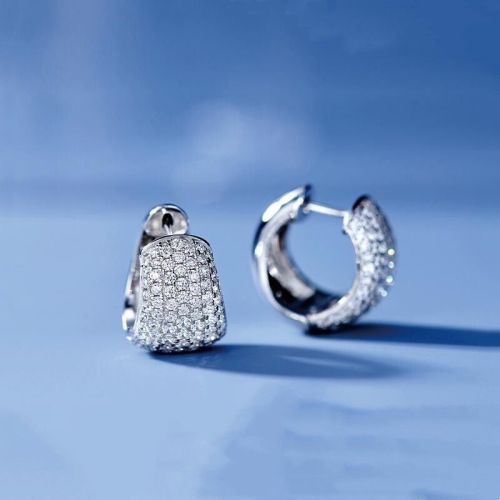 Neymar's same full-diamond ply earrings plated with light luxury niche design high-end earrings