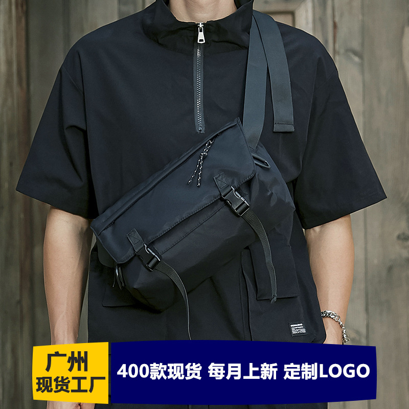 Men's crossbody bag men's side stride shoulder bag casual simple postman bag functional style backpack ins trendy men's bag