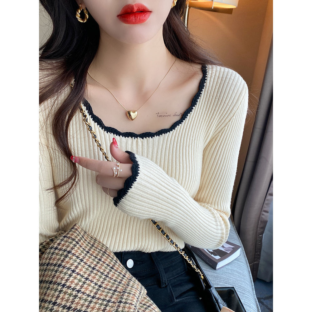 Early autumn sweater new popular round-neck base shirt with long-sleeved top spring, autumn and winter high-end sweater