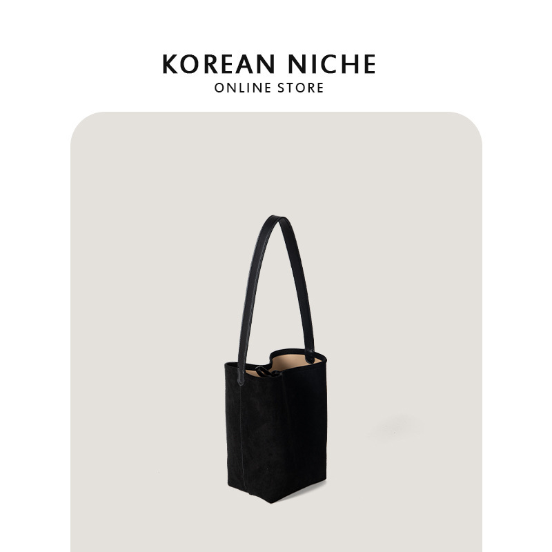 New winter niche design suede bucket bag Korean version of versatile commuter large capacity shoulder bag