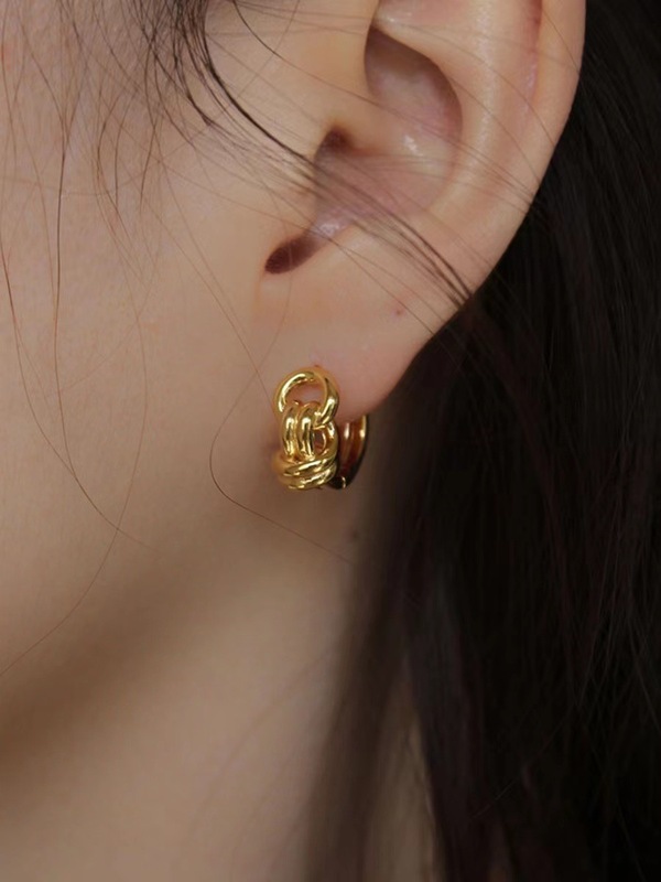 By weekend new Korean fresh S925 sterling silver earrings INS simple knotted earrings ring earbuds personalized ear studs