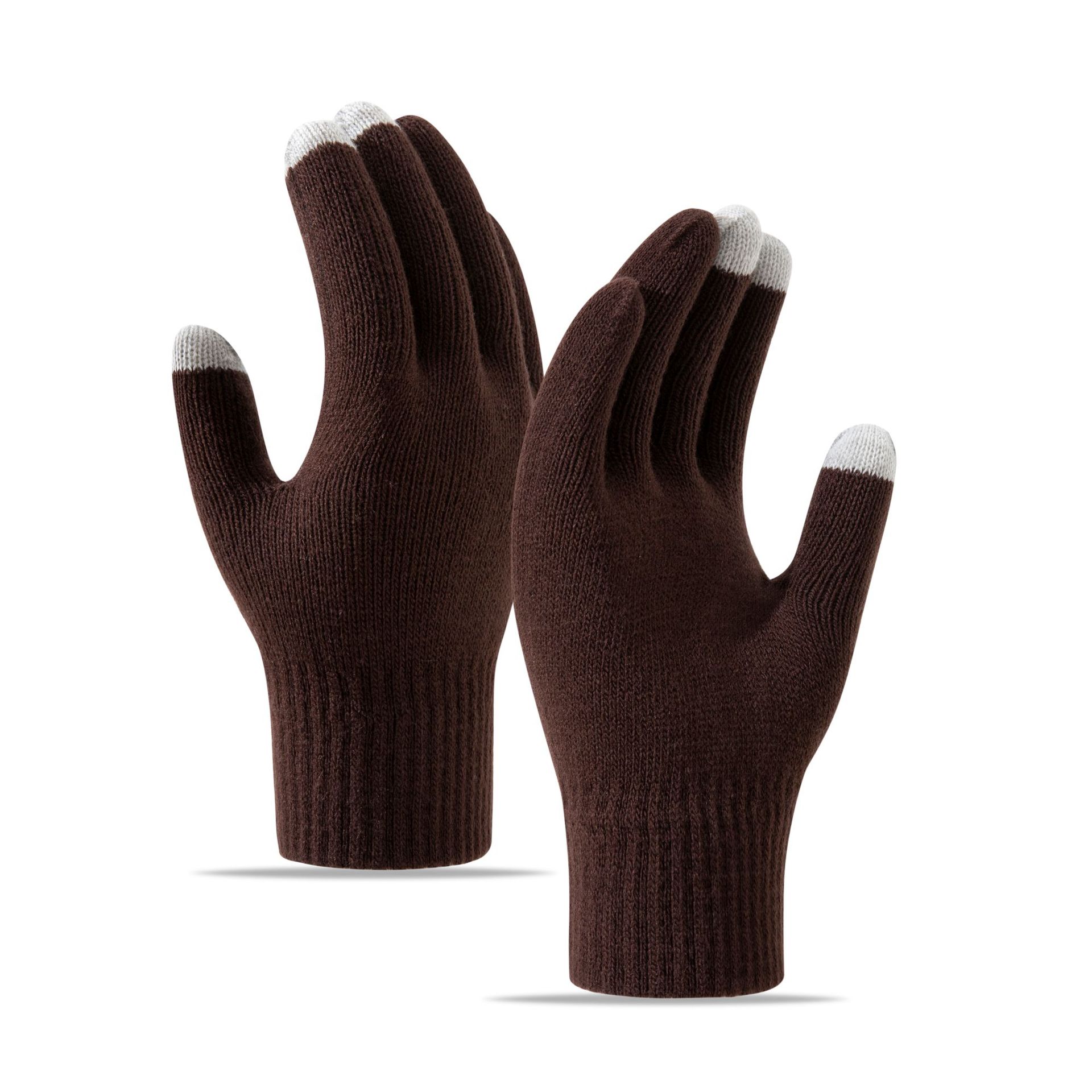 Foreign trade knitted touch screen gloves for warm winter men and women plus velvet thickened cross-border Amazon cycling winter gloves