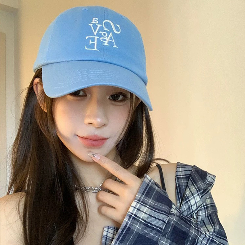 Korean Ins style letter embroidered hat for women in all seasons simple and versatile baseball cap soft top showing face and small sun protection duck tongue