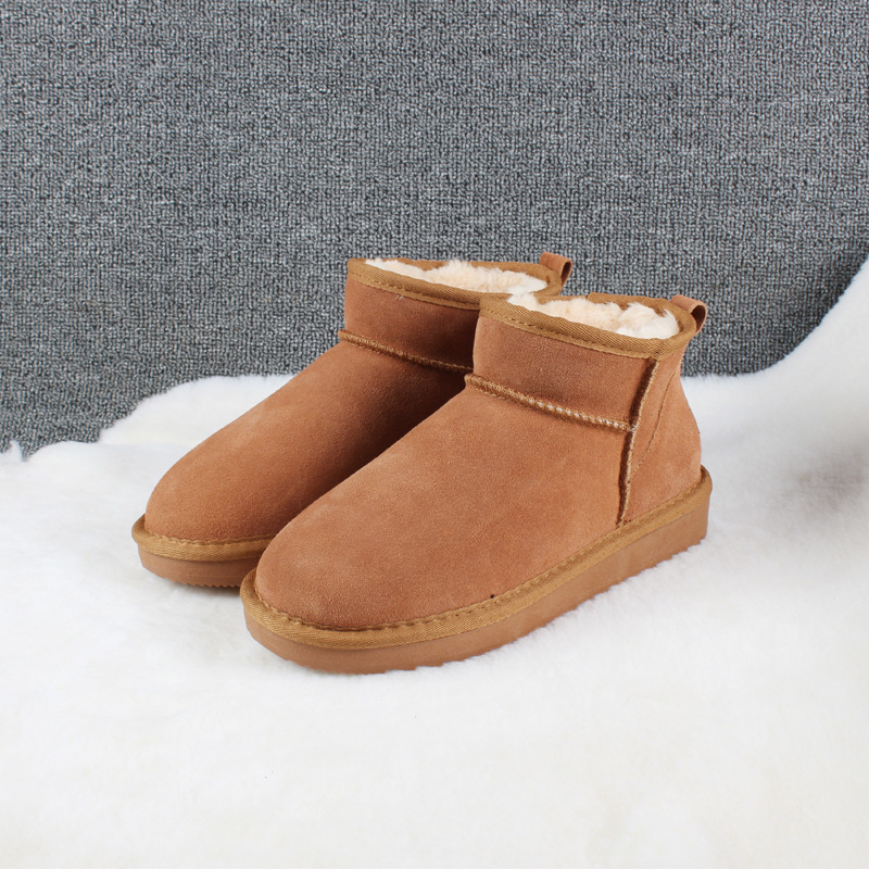 New Zhou Dongyu same cowhide low-tube warm women's boots large-size cotton shoes spot wholesale shoes