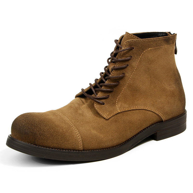 Reverse velvet leather retro old leather boots genuine leather men's boots high top zipper desert boots work boots