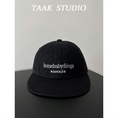 Korean ins navy blue flat edge baseball hat women summer versatile hip-hop street letter flat brim baseball cap men