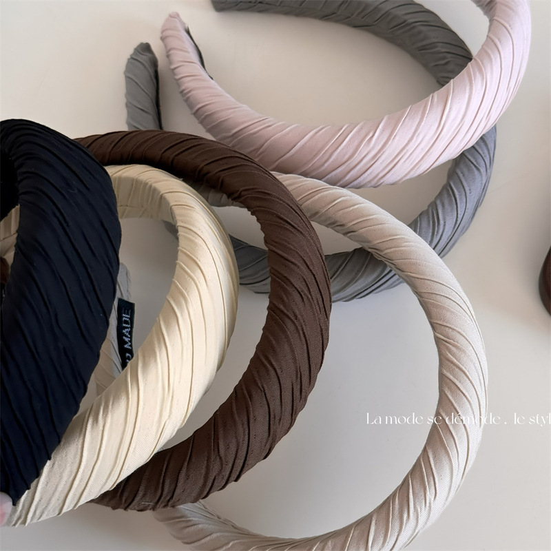 Korean version of Maillard high-end pleated fabric headband temperament versatile high skull top classic headwear simple headband