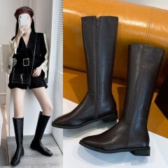 New autumn and winter high tube internet celebrity same low heel square heel boots for women Korean style boots for women square toe Martin boots