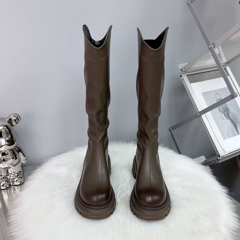 Zhao Lusi same long boots, high tube, thick sole, high-heeled horseshoe heel motorcycle boots, knight boots, women's ins trendy