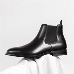 New cowhide Chelsea boots men's genuine leather autumn and winter boots pointed toe British Martin boots men's high top short boots suit leather shoes