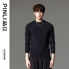 [Cumulative hot sale of 26.853 million+ yuan] PINLI Pinli autumn new men's round neck long-sleeved pullover sweater slim casual base knit sweater trendy brand