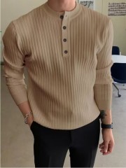Men's half turtleneck button sweater men's autumn and winter sweater casual pullover long-sleeved knitted sweater