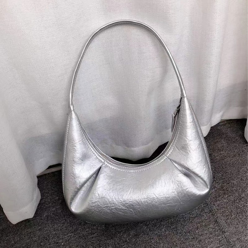 ZR women's bag spring new product women's bag versatile crescent silver one-shoulder commuting armpit bag shoulder dumpling bag