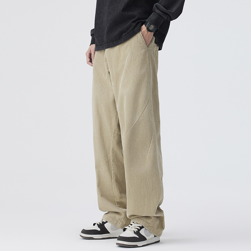 Corduroy trendy brand loose straight men's casual pants American high street dad pants wide-leg pants men's trendy casual pants