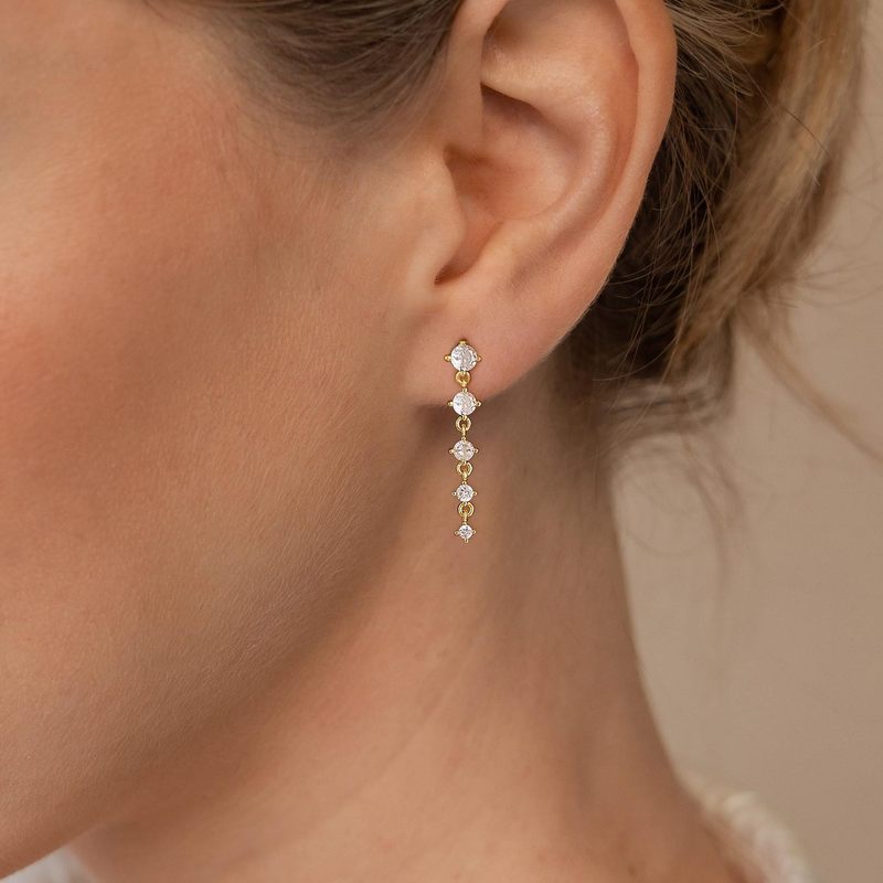 Spot Amazon's new zircon earrings tassel copper plated real gold fashion women's earrings wholesale