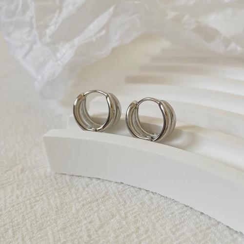 S925 silver ring ear buckle ring earrings versatile cold style earrings Korean style fashion trendy double ring accessories