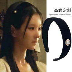 Korean style fashion gold velvet hairband Eve Xu Ruizhi pearl black headband high skull headband factory direct sales