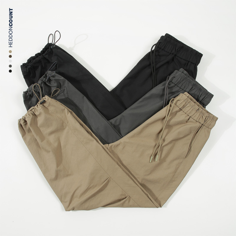 Downward men's washing droop American mountaineering outdoor 2025 autumn new paratrooper pants drawstring feet casual pants