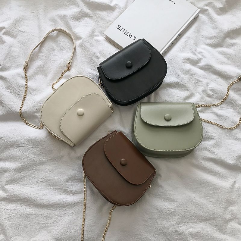 Mini crossbody bag for women's new style fashionable small fresh semi-round saddle bag versatile ins shoulder chain bag