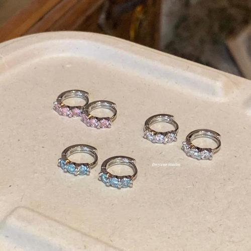 Exquisite colorful zircon earrings for women's niche unique earrings double ear piercings stacked ear bone nails plain earring ear buckles