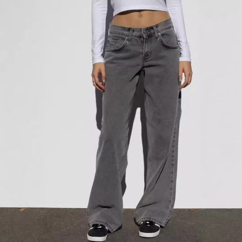 European and American washing retro straight high waist wide legs loose draping versatile jeans