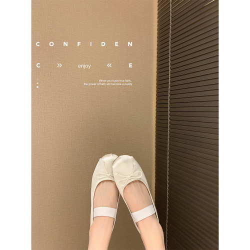 666-2 Huidong Yixinda French retro bow with one-length strip shallow mouth flat ballet single shoes for women summer autumn
