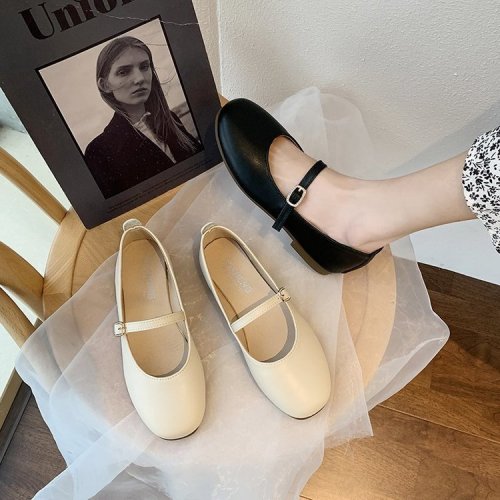 New summer flat shoes for women round toe shallow mouth Mary Jane shoes one-line buckle single shoes wholesale