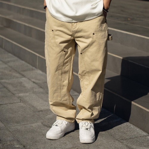 TRS Men's Clothing | 25SS Japanese Retro B01 Washed and Old Double-Knee Woodcutting Pants Loose Straight Pants Men