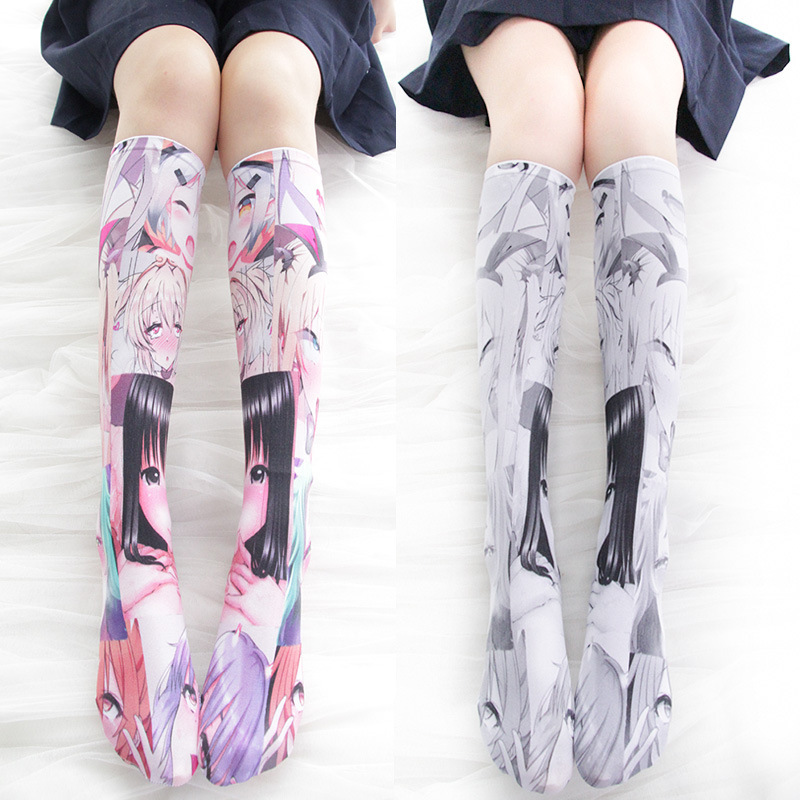 360-degree digital printed calf socks cartoon pattern socks personalized jk socks student beautiful legs sports socks W0677