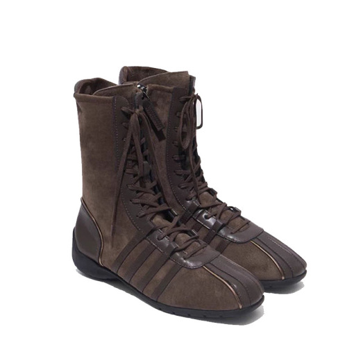 Korean new retro knight short boots for women in autumn and winter boots tied western boots niche thick sole color block short boots