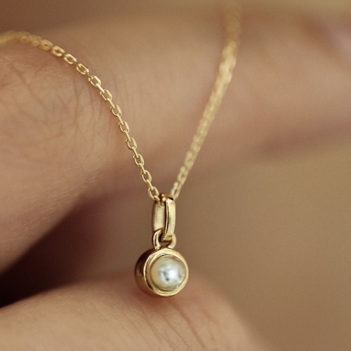 S925 silver plated 14K gold bead pearl mini super small pendant accessories pendant necklace light luxury niche high-end