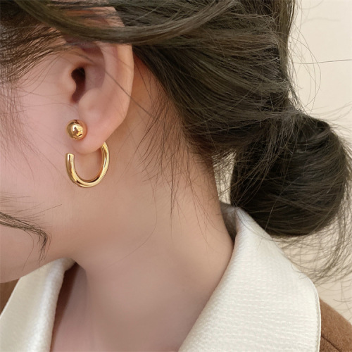 French simple and high-quality photosensitive metal hook earrings temperament light luxury niche versatile cold style earrings