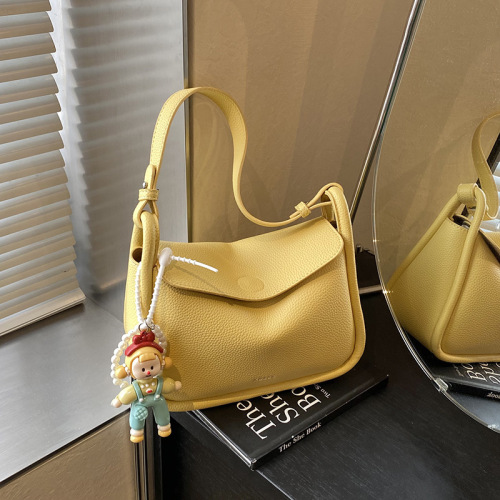 Retro textured underarm bag new style women's fashionable solid color casual cross-span bag lychee pattern commuter shoulder bag