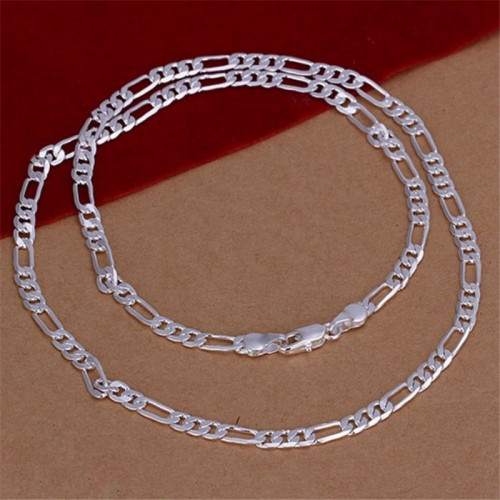 Silver plated 4mm three-bedroom one-chain European and American popular jewelry side necklace plain chain sweater chain accessories manufacturer direct sales